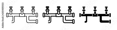 Fotografía Plumbing Manifold Icons, Water Distribution System Symbols, Hydronic Heating Com