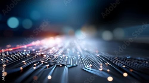 Abstract image of a circuit board with illuminated connections.