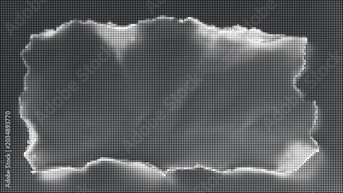 Canvastavla Torn paper edge with a transparent background shows a gray cloudy sky