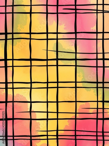 Unique texture, seamless vector background with hand drawn black grid lines, craft fabric, minimalistic
