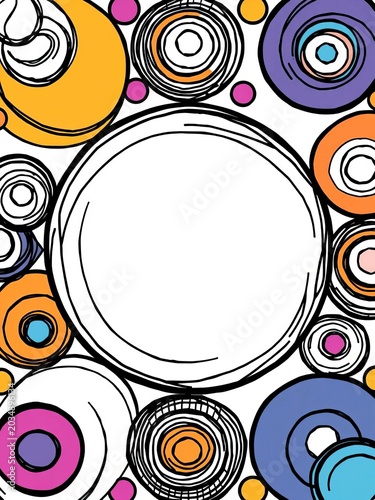 Abstract circle doodle pattern with varying thicknesses, shape, background
