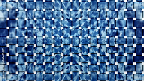 Abstract Blue Woven Tile Pattern Background with Artistic Watercolor Texture Design