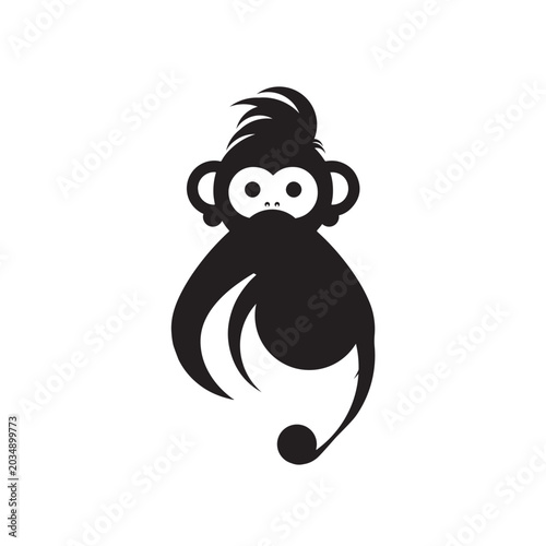 Photography Circle tail monkey logo design vector, illustration.