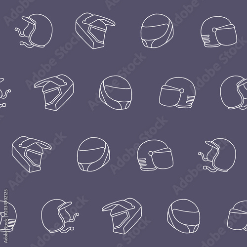 Outline Vector Helm Safety Seamless Pattern Background for Print Fabric Surface Fashion Wrapping