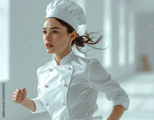 Female scientist examining sample in lab.