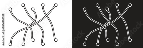 Photos Abstract Curved Lines Vector Background, Random Wavy Scribble Strokes Collection