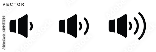 Obraz na płótnie Sound speaker icon, loudspeaker volume sign and symbol, volume on and off icon,