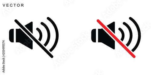 Картината върху платно Sound speaker icon, loudspeaker volume sign and symbol, volume on and off icon,