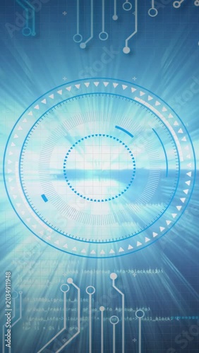 Vertical video: Central flare expanding, circular HUD pulsing, rotating, scanning for activation