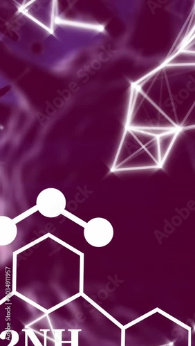 Vertical video: Hexagon chem icon showing 2NH3 after mesh pulse while cell sliding in to show bond