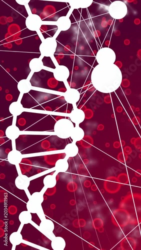 Vertical video: Node cluster appearing, DNA helix oscillating and network pulsing, showing signal