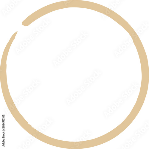 Bild auf Leinwand Broken beige circle on white background, incomplete round ring in minimalist cir