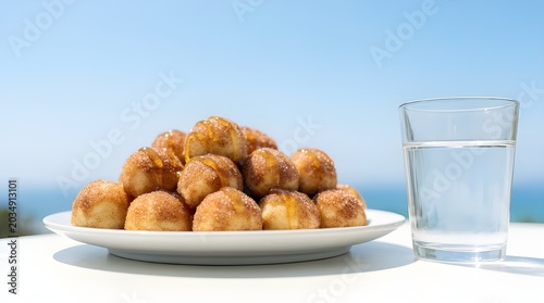 Honey Dripping Loukoumades Close-Up