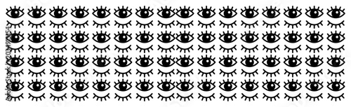 Tableau sur toile Eye pattern with open and closed winking eyes in quirky doodle style
