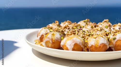 Honey Dripping Loukoumades Close-Up