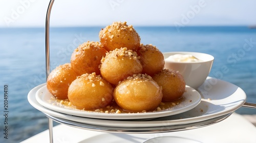 Honey Dripping Loukoumades Close-Up
