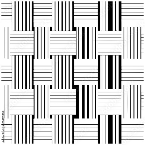 Seamless basket weave pattern in black and white geometric texture design abstract background