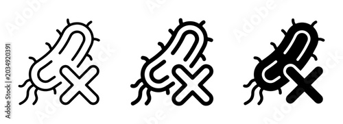 Foto Antibacterial Vector Icons, Bacteria Elimination Symbol, Microbe Eradication Gra
