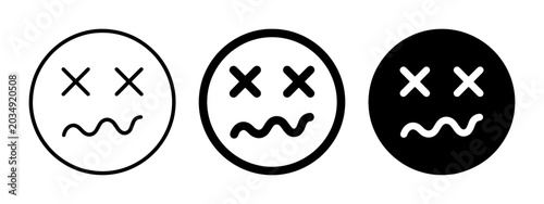 Fotografie Dizzy Face Icons, Confused Emoji Symbols, Black and White Vector Graphics for Ex