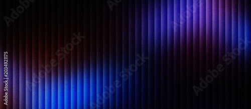 Foto Futuristic neon blue and purple vertical lines background, abstract dark glowing stripe pattern with cinematic lighting, modern digital technology texture for web banners and presentations