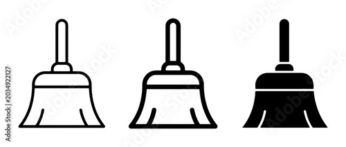 Foto Broom Icons Set, Cleaning Tools Vector Graphics, Household Maintenance Symbols,