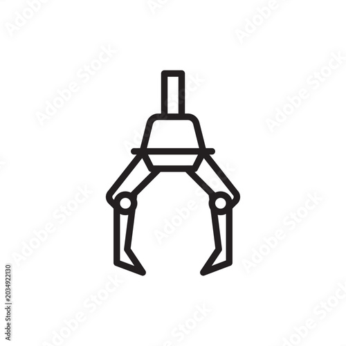 Fotografie Robotic gripper icon symbolizing mechanical prehension, representing hardware, factory tools, robotics gear, safety systems, logistics for automated part clamping and material handling manipulation