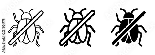 Tableau sur toile Bug Free Icons, Pest Control Symbol, Insect Prohibition Vector Graphics, No Inse