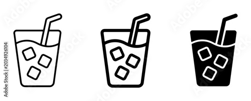 Fényképezés Refreshing Iced Drink Icons, Cold Beverage Vector Graphics, Summer Refreshment S