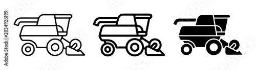 Tableau sur toile Combine Harvester Icons, Agricultural Machinery Vector Graphics, Farm Equipment