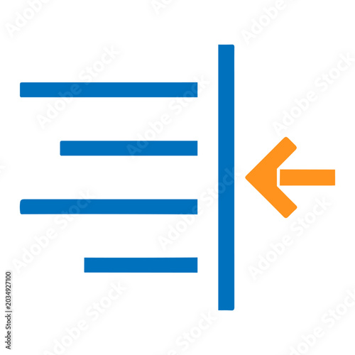 Tableau sur toile Indentation icon with arrow user interface indentation illustration direction al
