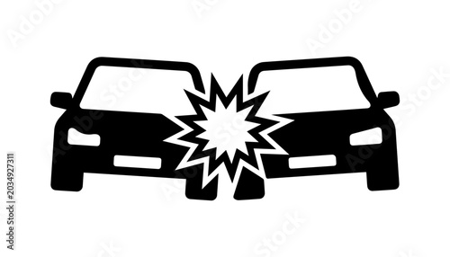 Fotografija Car crash silhouette icon with accident collision transport silhouette emergency