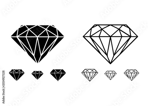 Foto Diamond shape icons and facet designs with gemstone collection illustration prec