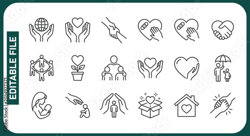 Photos Care, support icons set