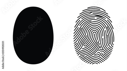 Fotografie Fingerprint and oval shape silhouettes on a white background silhouette