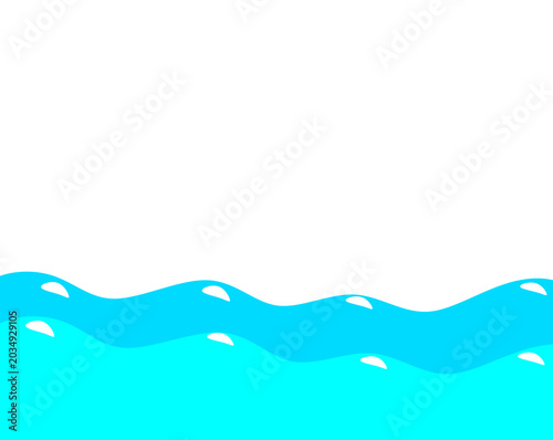 Bild auf Leinwand Blue sea water waves isolated on transparent background, simple ocean wave vecto