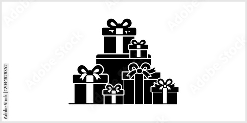 Konstfotografi Stack of Black Gift Boxes with Ribbons