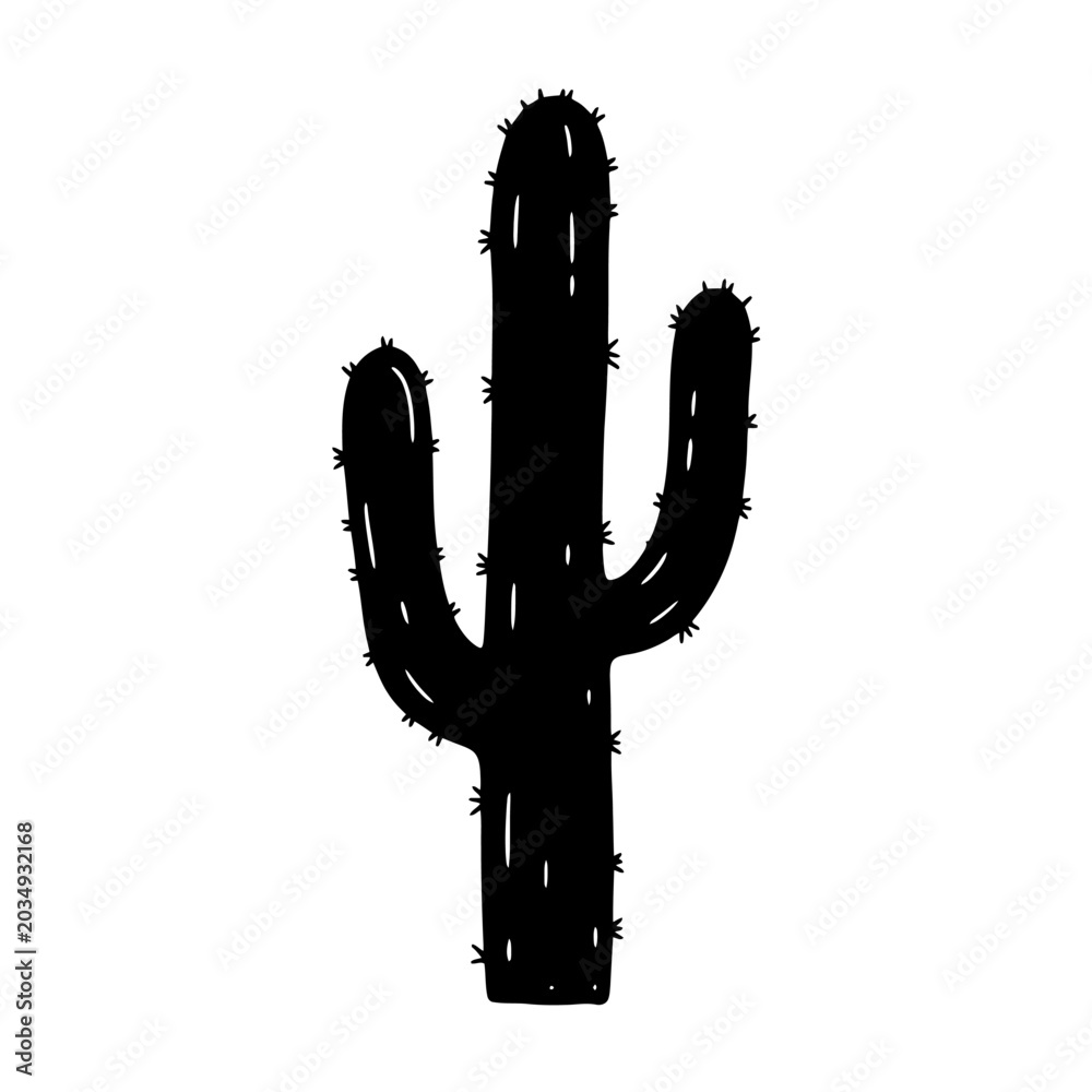 Obraz premium Saguaro Cactus Silhouette with Thorns.