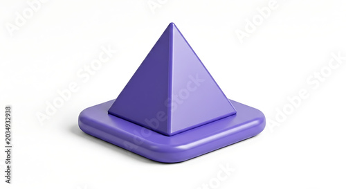 Violet glossy pyramid isometric isolated on a clean white background