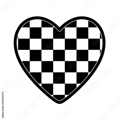 Foto Heart shape with checkered pattern, black and white, graphic design
