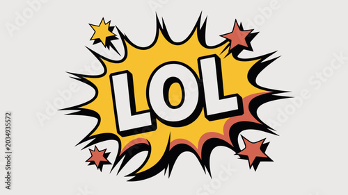 Canvastavla Comic style speech bubble with lol text and starburst ornament book thought laug