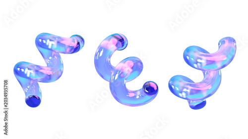 Bild auf Leinwand Holographic glossy swirl and curve shapes