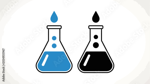 Foto Two erlenmeyer flasks with liquid droplets a vector illustration on a white back