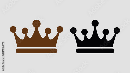 Fotografia Two crown silhouettes in brown and black against a light gray background crowns