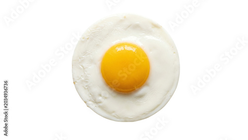 Schilderij op canvas Fried egg with bright yellow yolk on transparent background