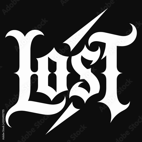 Lost Gothic Typography Logo: Edgy Blackletter Metal & Streetwear Wordmark
