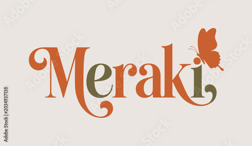 Meraki Elegant Serif Typography Logo: Creative Butterfly Wordmark Branding Icon