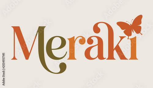 Meraki Elegant Serif Typography Logo: Creative Butterfly Wordmark Branding Icon