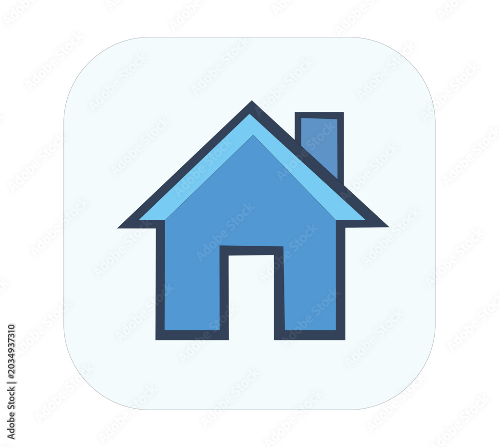 Obraz premium Blue house icon on light blue rounded square background