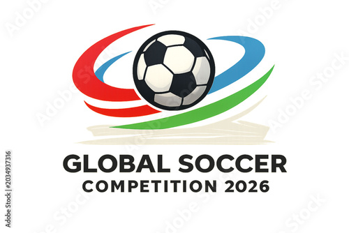 Soccer ball football logo vector design sport competition championship icon illustration 3D game team symbol world cup goal equipment brazil style