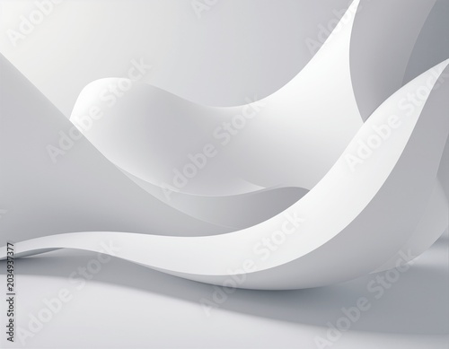 Flowing white waves in abstract minimalism